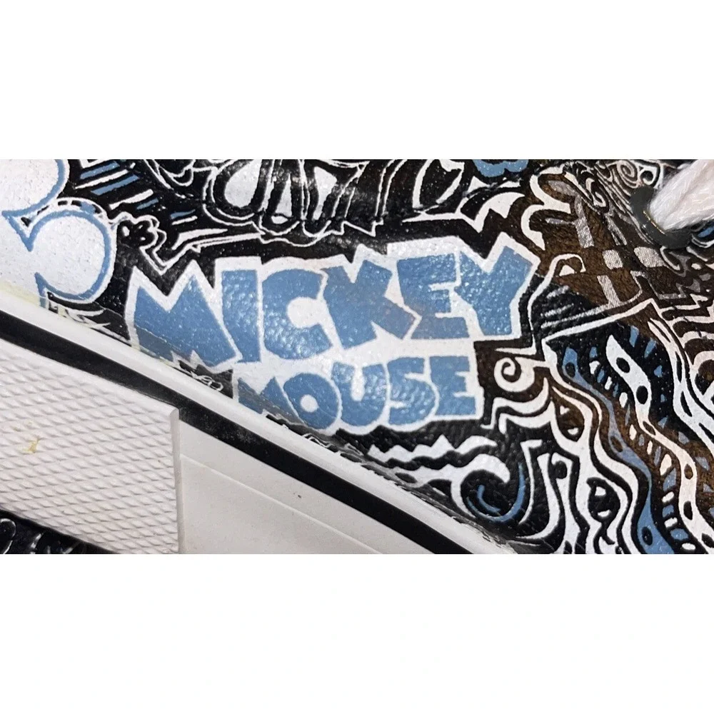 Disney Parks Men's Black Canvas Mickey Mouse Graffiti Print Sneakers Shoes Sz 7